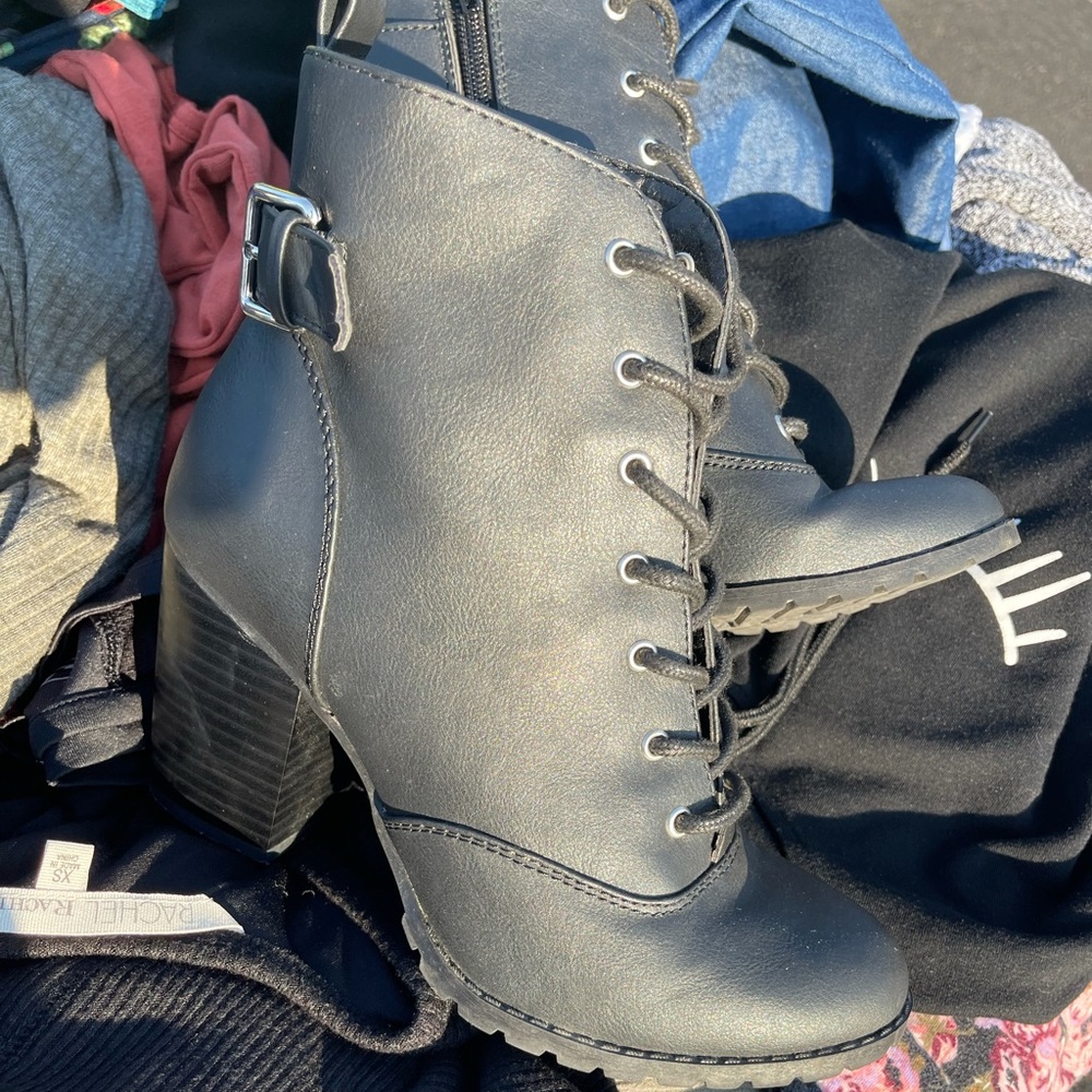 Combat heeled boots
